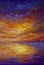 Emotional impressionism beautiful sunset over water Oil painting