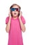 Emotional little girl in 3d glasses