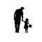 Emotional minimalist silhouette depicting father with his child. Perfect