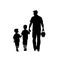 Emotional minimalist silhouette depicting father with his child. Perfect