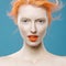 Emotional portrait of beautiful girl with orange hair