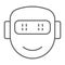 Emotional robotics thin line icon, technology and cyborg, robot face smile sign, vector graphics, a linear pattern on a