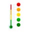 Emotional scale with different emotion. Face emotion, happy, normal and angry. Temperature and weather forecast