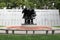 Emotional sculpture of firemen who helped during 9-11 attacks,Empire State Plaza,Albany,New York,2016