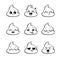 Emotional shit icons. Cute funny poop set