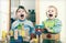 Emotional sibling playing in blocks in home