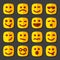 Emotional square yellow faces icon set