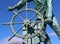 Emotional statue of sailor at the helm, honoring ones lost at sea, Fisherman`s Memorial, Gloucester, Mass, 2018