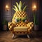 Emotionally Charged Pineapple Chair Illustration In Unreal Engine Style