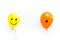 Emotions concept - happiness and overload sleepiness on the colored ballons