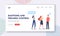 Emotions and Feelings Control Landing Page Template. Relaxed Peaceful Female Character Watch Colleagues Quarrel