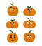 Emotions pumpkin. Set expressions avatar for Halloween. Good and