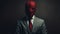 Emotive Body Language: The Enigmatic Faceless Man In A Red Mask And Suit