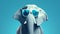 Emotive Elephant Wearing Sunglasses On Blue Background