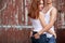 Emotive portrait of a stylish couple in jeans standing together