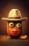 Emotive Portraiture Of A Fruit With Cowboy Hat In Cinema4d Style