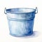 Emotive Watercolor Illustration Of A Blue Bucket On White