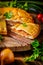 Empanada Gallega - traditional pie stuffed with tuna, Galician and Spanish cuisine