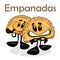 Empanadas. Funnny cartoon character. Vector isolated background