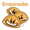 Empanadas. Funnny cartoon character. Vector isolated background