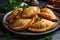 Empanadas On White Plate, Colombian Food. Generative AI