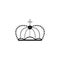 Emperor crown icon with curved dotted lines and cross symbol on top