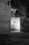 Emperor Diocletian`s Palace in Split, Croatia in black and white