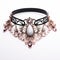 Emperor Inspired Gothic Style Choker With White And Pink Stones