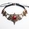 Emperor Inspired Red Jeweled Choker In Black Oxidized Brass