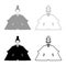 Emperor Japan China silhouette Chinese nobility Japanese ancient character avatar imperial ruler set icon grey black color vector