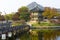 Emperor palace at Seoul. South Korea. Lake. Mountain. Reflection