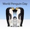 Emperor penguin family. Vector illustration for World Penguin Day.