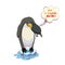 Emperor Penguin on melting ice in Cartoon style, vector penguin, glacier on white isolated background, copy space, text Why Is My