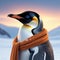 Emperor penguin wearing a scarf, winter animals