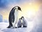 Emperor Penguins with chick