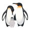 Emperor penguins flat color vector illustration