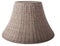 Empire bell shaped woven basket brown straw lampshade on a white background isolated close up shot