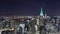 Empire state building night light view from top of the rock 4k time lapse