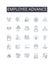 Employee advance line icons collection. Privacy, Secrecy, Confidentiality, Prudence, Caution, Circumspection, Reserve