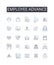 Employee advance line icons collection. Staff growth, Worker development, Personnel improvement, Team progress, Staff