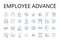 Employee advance line icons collection. Staff growth, Worker development, Personnel improvement, Team progress, Staff