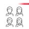 Employee or avatar thin line vector icon. Male and female torso, man and woman profile.