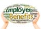 Employee benefits word cloud hand sphere concept