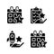 Employee bonus program black glyph icons set on white space