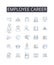 Employee career line icons collection. Business venture, Professional journey, Work path, Work destiny, Job expedition