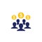 Employee cost, salary icon on white, vector