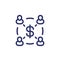 Employee cost, salary line icon on white