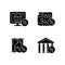 Employee discount scheme black glyph icons set on white space