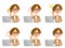Employee Female Laptop Computer Facial Expression and Set of Gestures