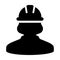 Employee icon vector female construction worker person profile avatar with hardhat helmet in glyph pictogram